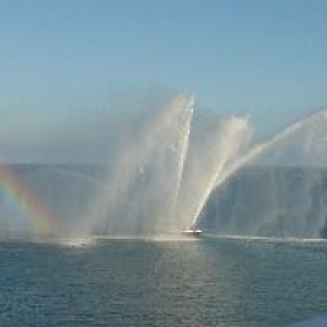 Fireboat with Rainbow
