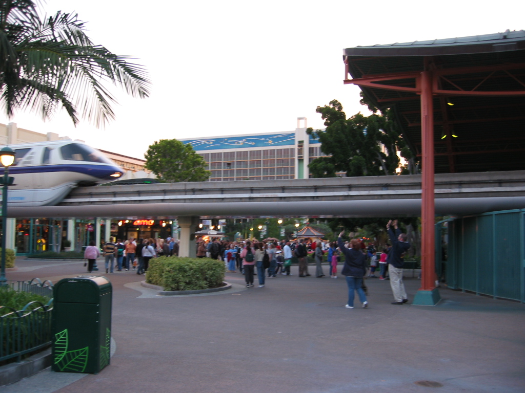 Monorail Station with Disneyland Hotel in Background